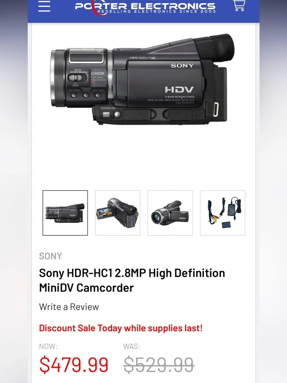 Vtg Sony Handycam HDR-HCI Camcorder